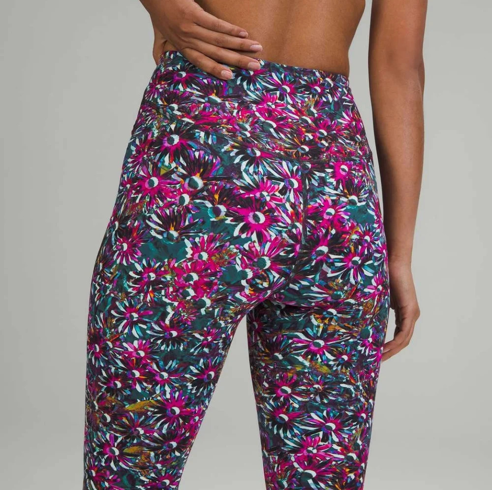 Lululemon Base Pace High-Rise Crop 23" Floral Electric Multicolor Legging Size 2 - Picture 5 of 9